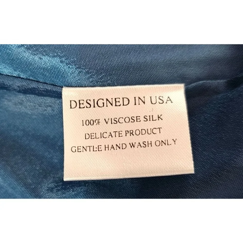 Kyle x Shahida designer blue silk long jacket blazer long slit sleeves size M - Picture 11 of 12